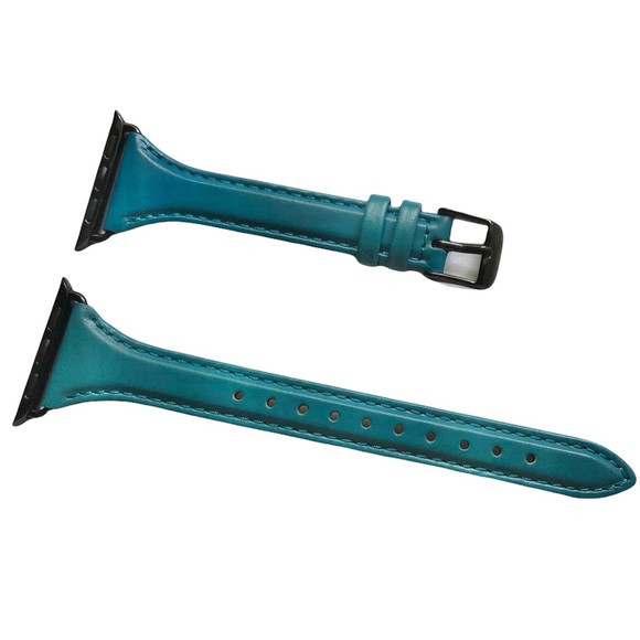 NEW Turquoise SLIM Leather Band Apple Watch 38/40/41mm M + Bumper - Picture 7 of 7